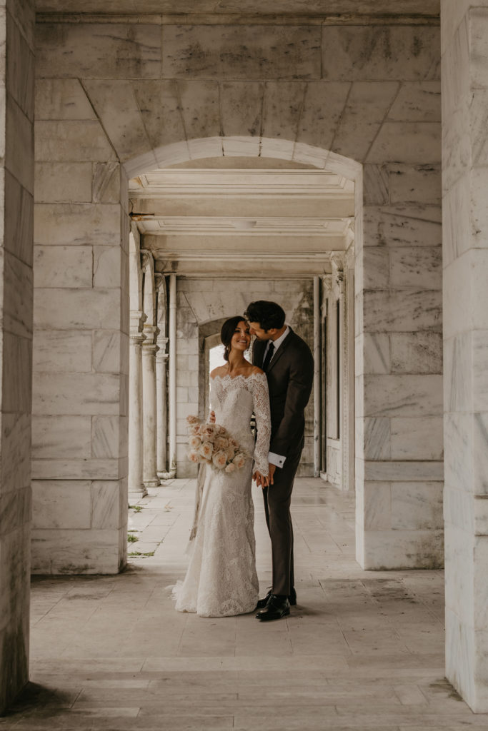 Bride and groom portrait at Swannanoa Mansion in Virginia